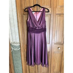 Vintage Patra‎ Satin Midi Dress Womens sz 10 fairy whimsy goth Dark Purple Dance